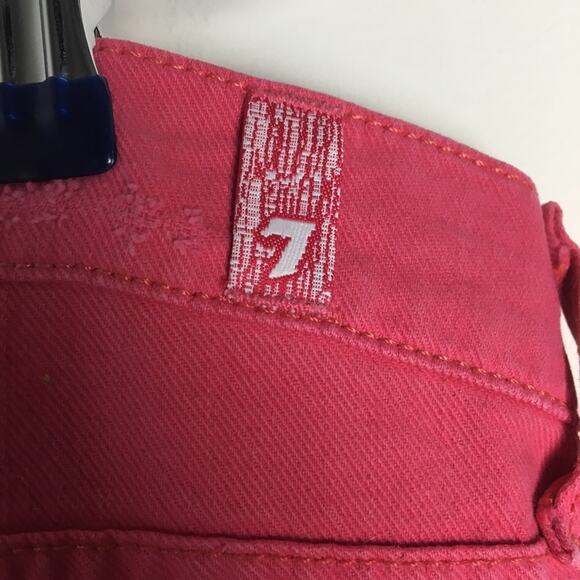 7 For All Mankind Jeans The Slim Cigarette Distressed Peony Pink - Picture 8 of 12